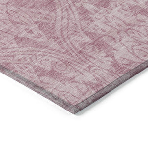 HomeRoots 5' Pink and Ivory Damask Area Rug - Elegant Indoor Outdoor Design, Washable, Durable Polyester Construction 8' X 10' 616535