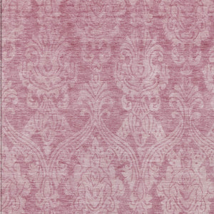 HomeRoots 5' Pink and Ivory Damask Area Rug - Elegant Indoor Outdoor Design, Washable, Durable Polyester Construction 10' X 14' 616537