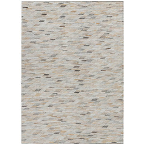 HomeRoots 5' Stylish Linen and Gray Geometric Area Rug - Durable, Washable Design for Indoor and Outdoor Use 5' X 8' 616557