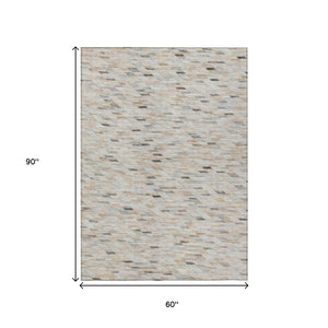 HomeRoots 5' Stylish Linen and Gray Geometric Area Rug - Durable, Washable Design for Indoor and Outdoor Use 5' X 8' 616557