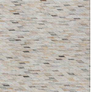 HomeRoots 5' Stylish Linen and Gray Geometric Area Rug - Durable, Washable Design for Indoor and Outdoor Use 5' X 8' 616557
