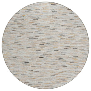 HomeRoots 5' Stylish Linen and Gray Geometric Area Rug - Durable, Washable Design for Indoor and Outdoor Use 8' Round 616558