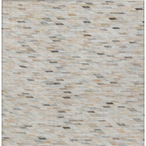 HomeRoots 9' Modern Linen and Gray Geometric Washable Area Rug - Durable Indoor/Outdoor Design for Every Space 616560