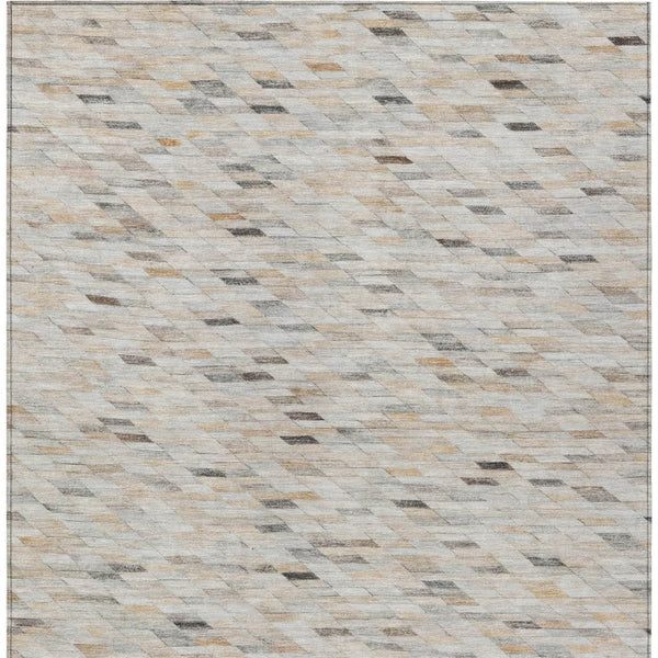 HomeRoots 9' Modern Linen and Gray Geometric Washable Area Rug - Durable Indoor/Outdoor Design for Every Space 616560