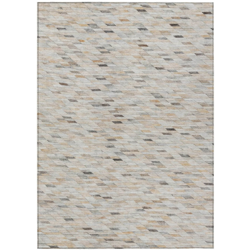 HomeRoots 9' Modern Linen and Gray Geometric Washable Area Rug - Durable Indoor/Outdoor Design for Every Space 616560