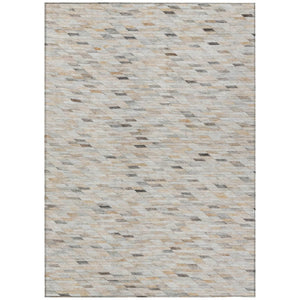 HomeRoots 9' Modern Linen and Gray Geometric Washable Area Rug - Durable Indoor/Outdoor Design for Every Space 616560