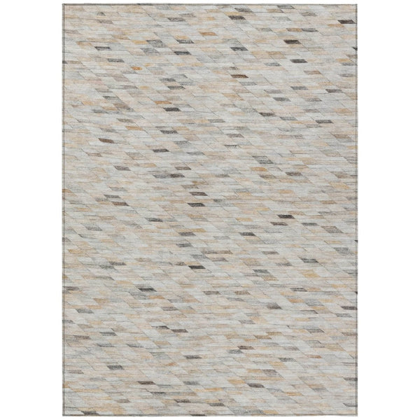 HomeRoots 9' Modern Linen and Gray Geometric Washable Area Rug - Durable Indoor/Outdoor Design for Every Space 616560