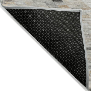 HomeRoots 9' Modern Linen and Gray Geometric Washable Area Rug - Durable Indoor/Outdoor Design for Every Space 616560