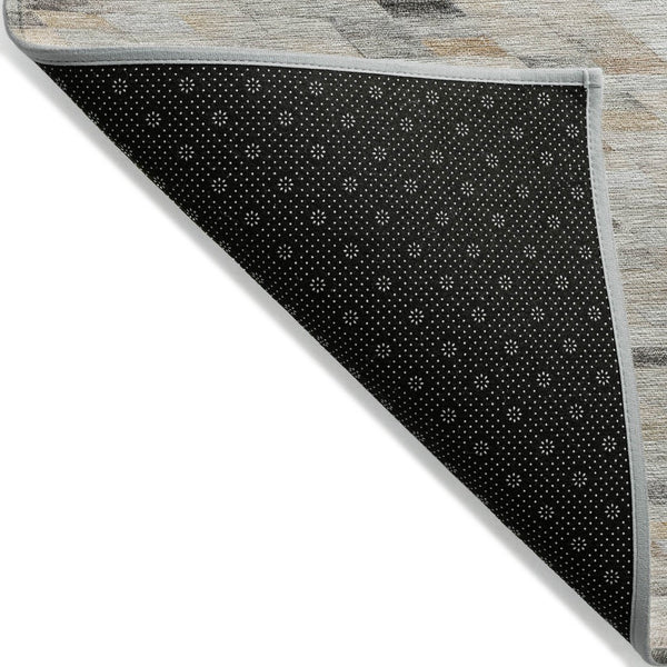 HomeRoots 9' Modern Linen and Gray Geometric Washable Area Rug - Durable Indoor/Outdoor Design for Every Space 616560