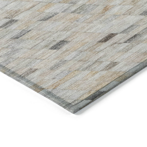 HomeRoots 9' Modern Linen and Gray Geometric Washable Area Rug - Durable Indoor/Outdoor Design for Every Space 616560