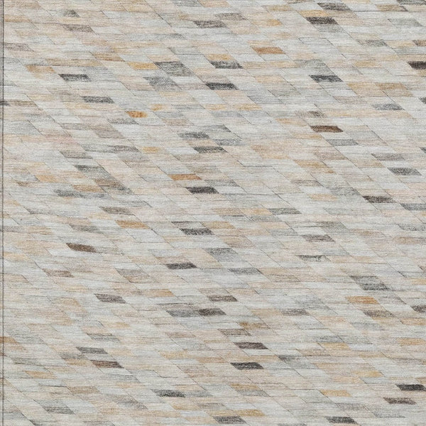 HomeRoots 9' Modern Linen and Gray Geometric Washable Area Rug - Durable Indoor/Outdoor Design for Every Space 616560