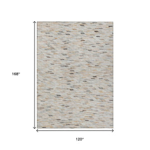 HomeRoots 5' Stylish Linen and Gray Geometric Area Rug - Durable, Washable Design for Indoor and Outdoor Use 10' X 14' 616561