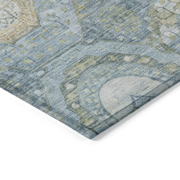 HomeRoots 5' Blue and Gold Medallion Indoor/Outdoor Area Rug - Durable, Washable, Stylish for Any Space 8' X 10' 616565