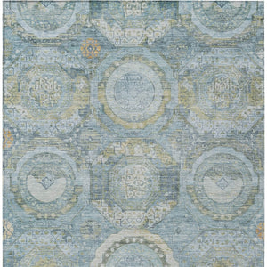 HomeRoots 5' Blue and Gold Medallion Indoor/Outdoor Area Rug - Durable, Washable, Stylish for Any Space 8' X 10' 616565
