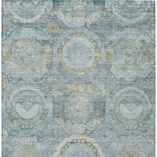 HomeRoots 5' Blue and Gold Medallion Indoor/Outdoor Area Rug - Durable, Washable, Stylish for Any Space 8' X 10' 616565