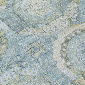 HomeRoots 5' Blue and Gold Medallion Indoor/Outdoor Area Rug - Durable, Washable, Stylish for Any Space 8' X 10' 616565