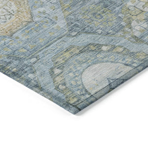 HomeRoots 5' Blue and Gold Medallion Indoor/Outdoor Area Rug - Durable, Washable, Stylish for Any Space 9' X 12' 616566