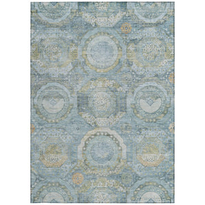 HomeRoots 5' Blue and Gold Medallion Indoor/Outdoor Area Rug - Durable, Washable, Stylish for Any Space 9' X 12' 616566