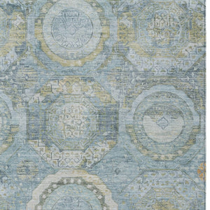 HomeRoots 5' Blue and Gold Medallion Indoor/Outdoor Area Rug - Durable, Washable, Stylish for Any Space 10' X 14' 616567