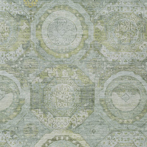 HomeRoots 5' Sage and Gold Medallion Area Rug – Timeless, Durable, and Washable for Indoor & Outdoor Spaces 5' X 8' 616575