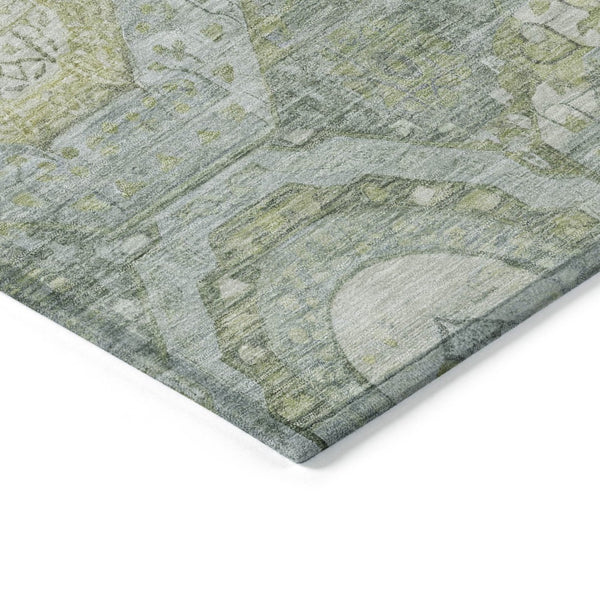 HomeRoots 5' Sage and Gold Medallion Area Rug – Timeless, Durable, and Washable for Indoor & Outdoor Spaces 10' X 14' 616579