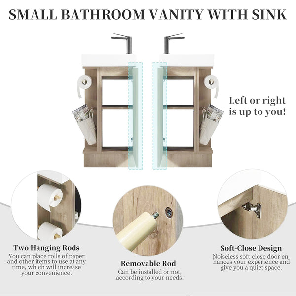 English Elm 16 16 inch bathroom vanity sink combo for small spaces with stone sink, soft-close doors, storage pockets Natural Ash 19.3 L x 13 W x 30.7 H W3520P327621