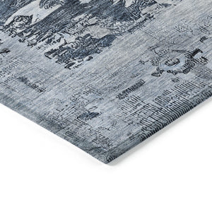 HomeRoots 5' Blue and Denim Blue Aztec Indoor Outdoor Area Rug - Stylish, Washable, and Durable for Any Space 5' X 8' 616593