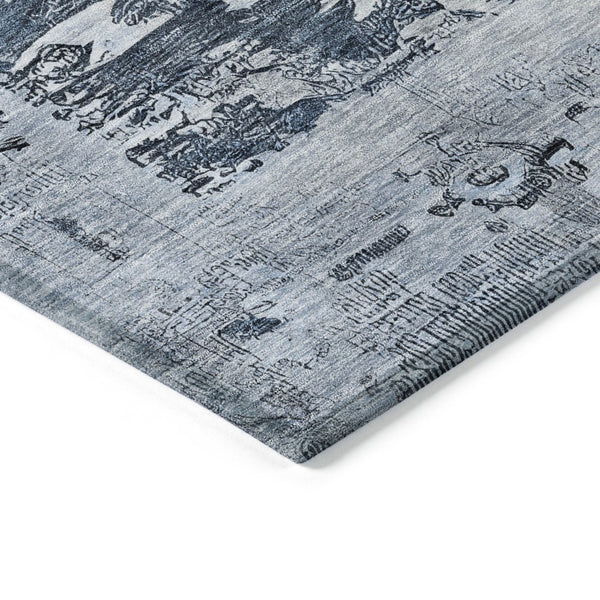 HomeRoots 5' Blue and Denim Blue Aztec Indoor Outdoor Area Rug - Stylish, Washable, and Durable for Any Space 5' X 8' 616593