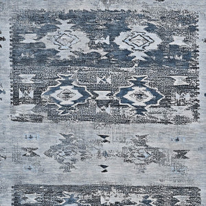HomeRoots 5' Blue and Denim Blue Aztec Indoor Outdoor Area Rug - Stylish, Washable, and Durable for Any Space 5' X 8' 616593