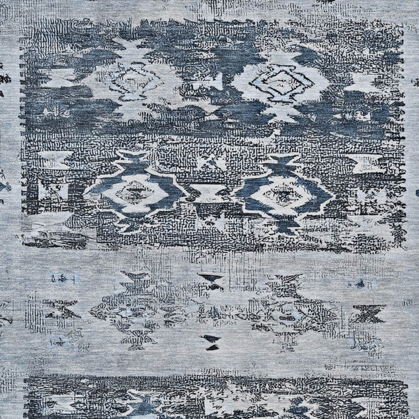 HomeRoots 5' Blue and Denim Blue Aztec Indoor Outdoor Area Rug - Stylish, Washable, and Durable for Any Space 5' X 8' 616593