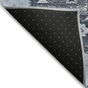 HomeRoots 5' Blue and Denim Blue Aztec Indoor Outdoor Area Rug - Stylish, Washable, and Durable for Any Space 8' X 10' 616595