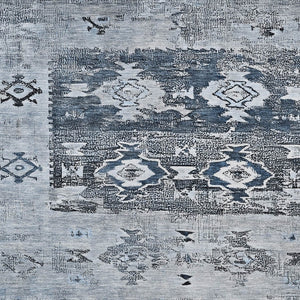 HomeRoots 5' Blue and Denim Blue Aztec Indoor Outdoor Area Rug - Stylish, Washable, and Durable for Any Space 10' X 14' 616597