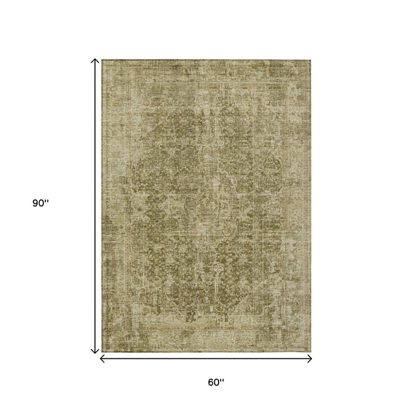 HomeRoots 5' Brown and Beige Abstract Area Rug - Stylish, Durable, Washable for Indoor/Outdoor Spaces 5' X 8' 616599