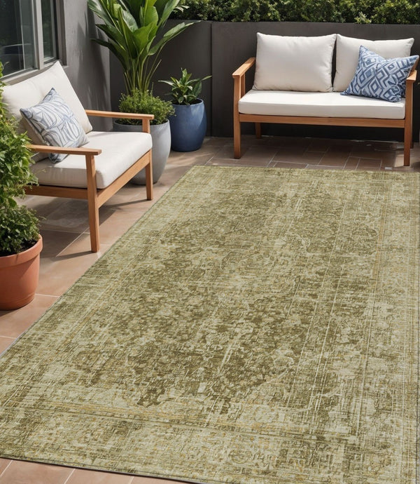 HomeRoots 5' Brown and Beige Abstract Area Rug - Stylish, Durable, Washable for Indoor/Outdoor Spaces 5' X 8' 616599