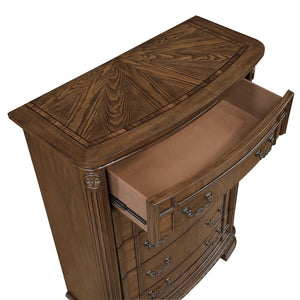 English Elm Elegant Traditional Dresser with 6 Cedar-Lined Drawers, Dovetail Construction, Carved Details & Antique Handles Dark Brown 43 L x 23 W x 58 H B011P410125