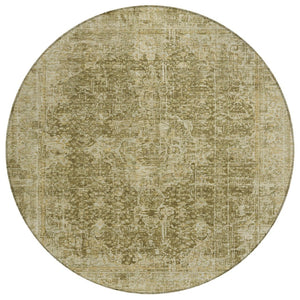 HomeRoots 5' Brown and Beige Abstract Area Rug - Stylish, Durable, Washable for Indoor/Outdoor Spaces 8' Round 616600