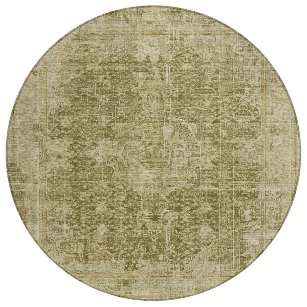 HomeRoots 5' Brown and Beige Abstract Area Rug - Stylish, Durable, Washable for Indoor/Outdoor Spaces 8' Round 616600
