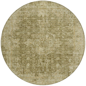 HomeRoots 5' Brown and Beige Abstract Area Rug - Stylish, Durable, Washable for Indoor/Outdoor Spaces 8' Round 616600