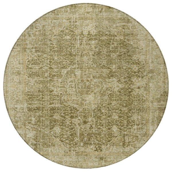 HomeRoots 5' Brown and Beige Abstract Area Rug - Stylish, Durable, Washable for Indoor/Outdoor Spaces 8' Round 616600