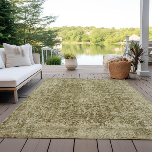 HomeRoots 5' Brown and Beige Abstract Area Rug - Stylish, Durable, Washable for Indoor/Outdoor Spaces 8' X 10' 616601