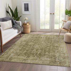 HomeRoots 5' Brown and Beige Abstract Area Rug - Stylish, Durable, Washable for Indoor/Outdoor Spaces 8' X 10' 616601