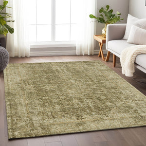 HomeRoots 5' Brown and Beige Abstract Area Rug - Stylish, Durable, Washable for Indoor/Outdoor Spaces 10' X 14' 616603
