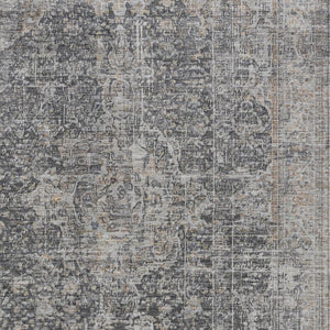 HomeRoots 5' Charcoal and Silver Abstract Area Rug - Stylish, Washable, Durable for Indoor and Outdoor Spaces 5' X 8' 616605