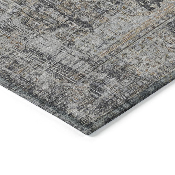 HomeRoots 5' Charcoal and Silver Abstract Area Rug - Stylish, Washable, Durable for Indoor and Outdoor Spaces 8' X 10' 616607