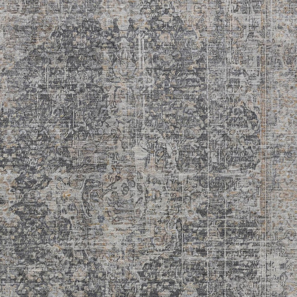 HomeRoots 5' Charcoal and Silver Abstract Area Rug - Stylish, Washable, Durable for Indoor and Outdoor Spaces 8' X 10' 616607