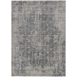HomeRoots 9' Charcoal and Silver Abstract Washable Area Rug – Durable Indoor/Outdoor Design for Modern Spaces 616608