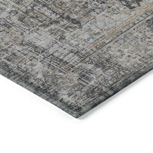HomeRoots 9' Charcoal and Silver Abstract Washable Area Rug – Durable Indoor/Outdoor Design for Modern Spaces 616608