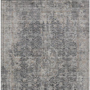 HomeRoots 9' Charcoal and Silver Abstract Washable Area Rug – Durable Indoor/Outdoor Design for Modern Spaces 616608