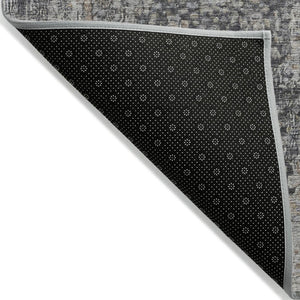 HomeRoots 5' Charcoal and Silver Abstract Area Rug - Stylish, Washable, Durable for Indoor and Outdoor Spaces 10' X 14' 616609