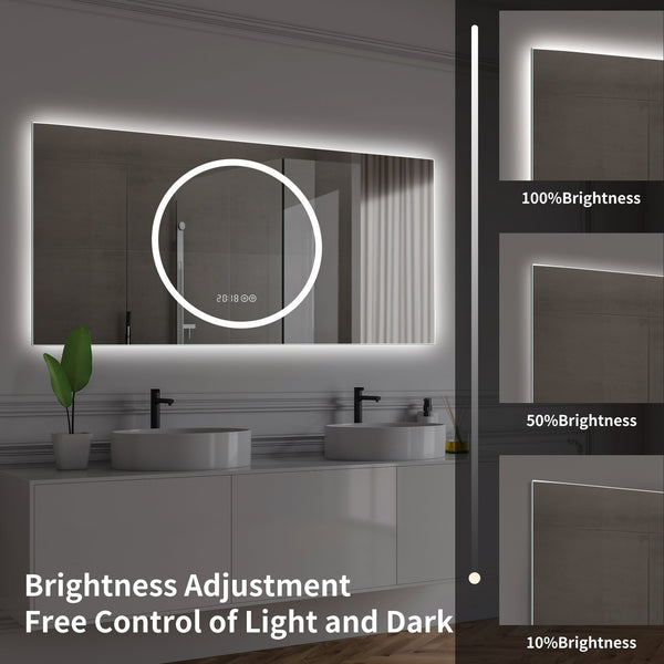 English Elm 48*24 Inch Led Bathroom Mirror - Anti-Fog, Dimmable Vanity Mirror With 3 Colors, Modern Design! W2709P380636
